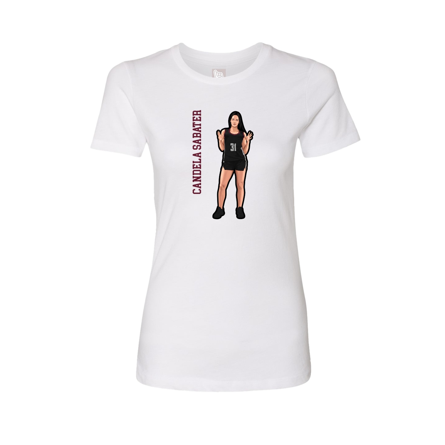 Fitted Women's Tee — Name Vertical in White