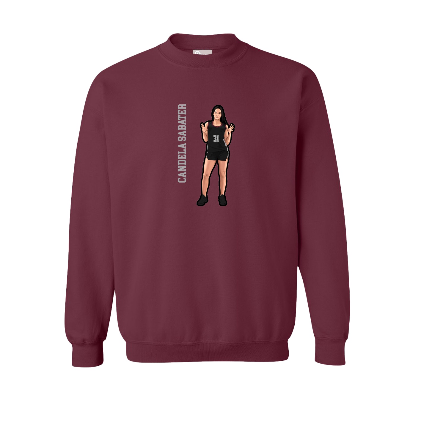 Fleece Crew — Name Vertical in Maroon