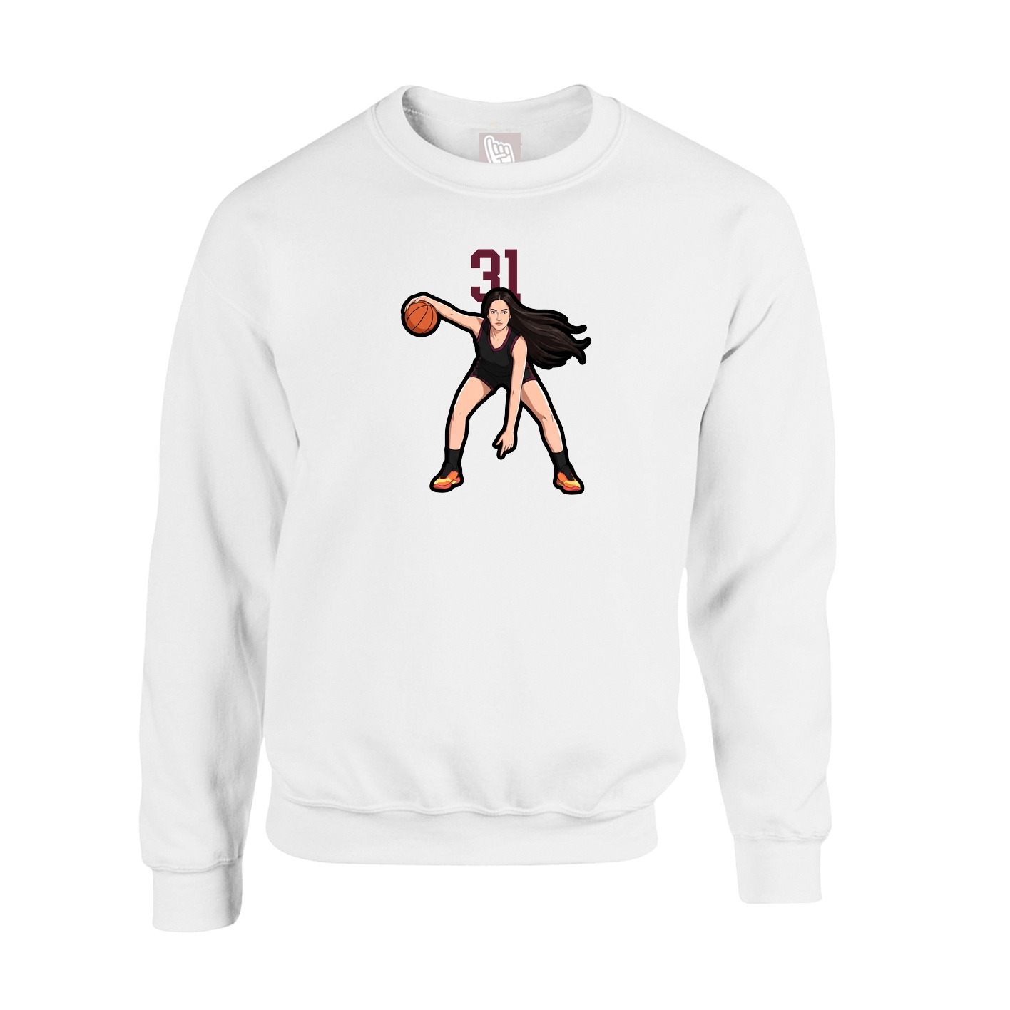 Fleece Crew — Number Top in White