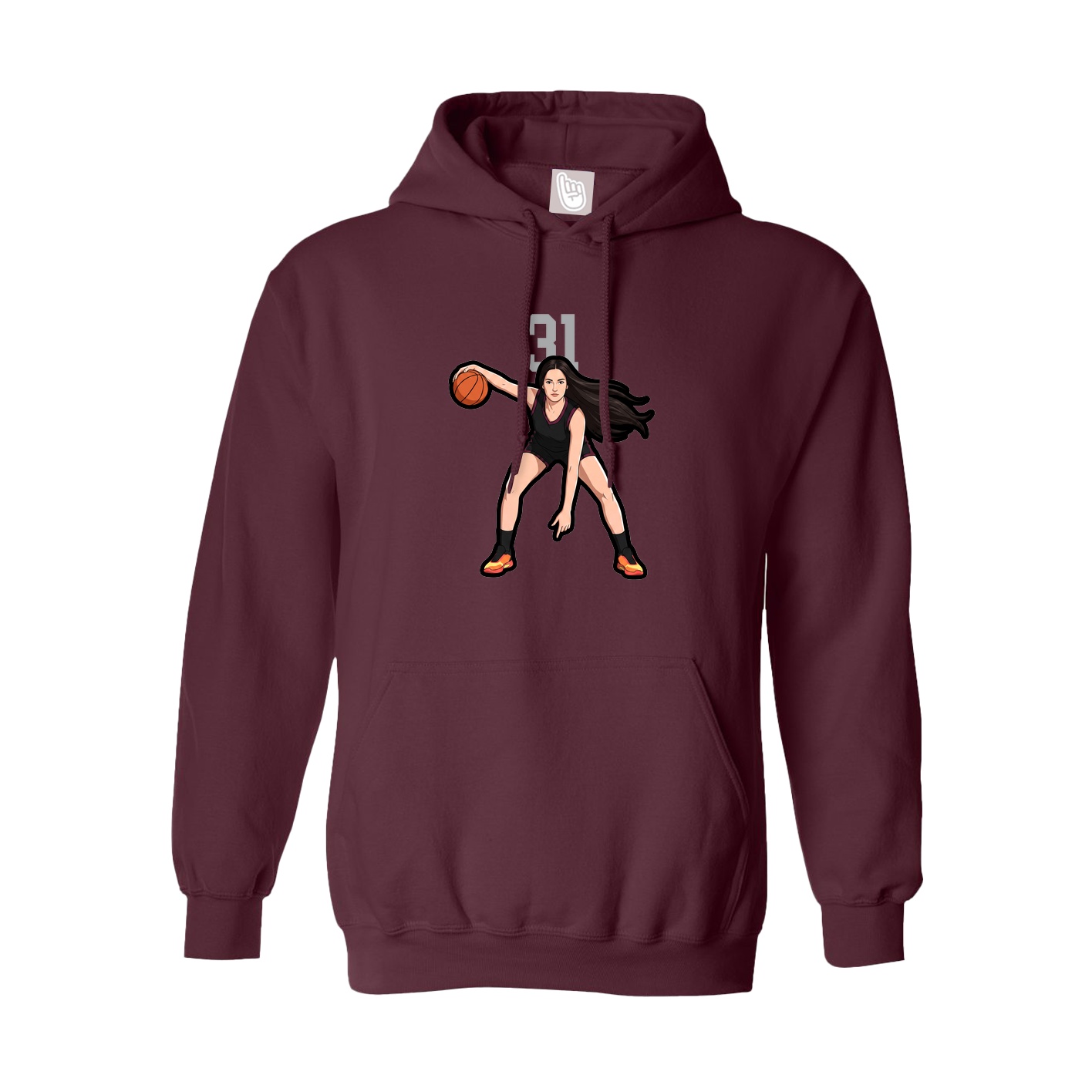 Youth Hoodie — Number Top in Maroon