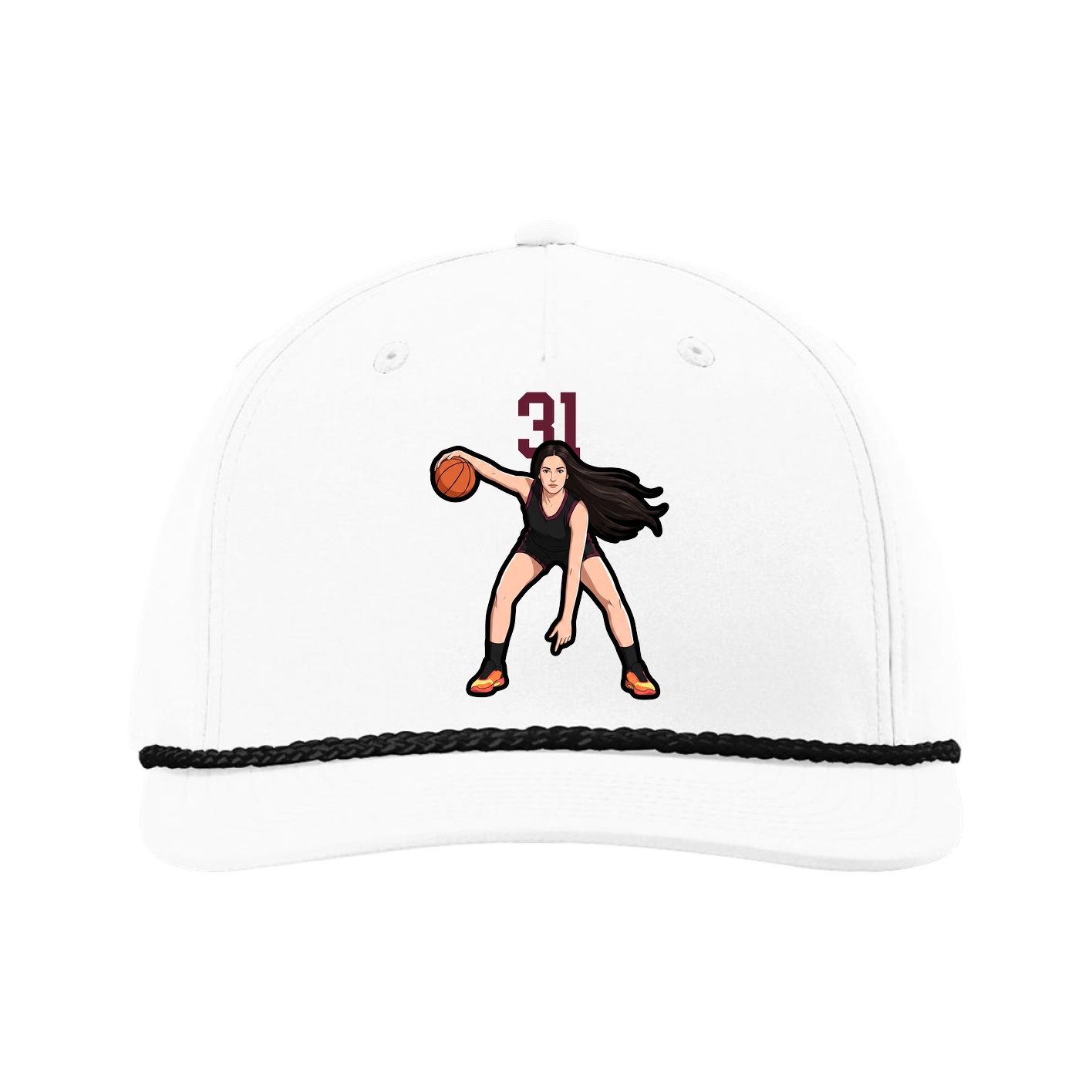 Five-Panel Classic Rope Cap — Number Top in White