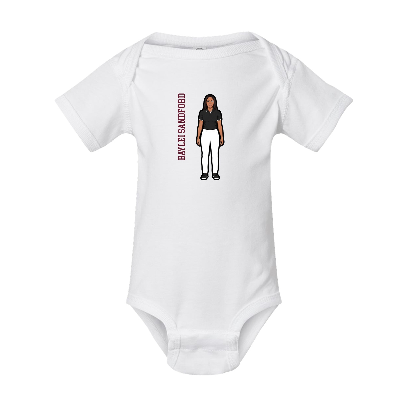 Baby Onesie — Name Vertical in White