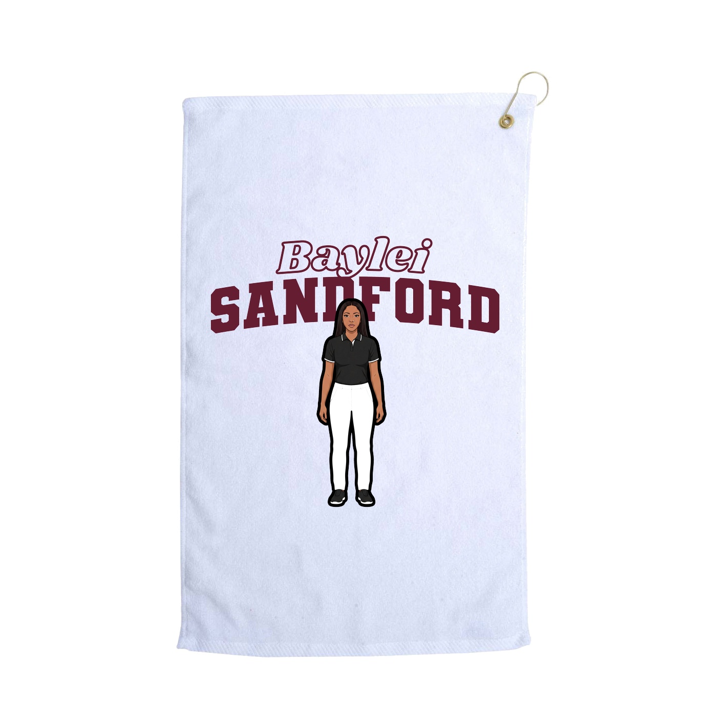 Golf Towel — Name Arch in White