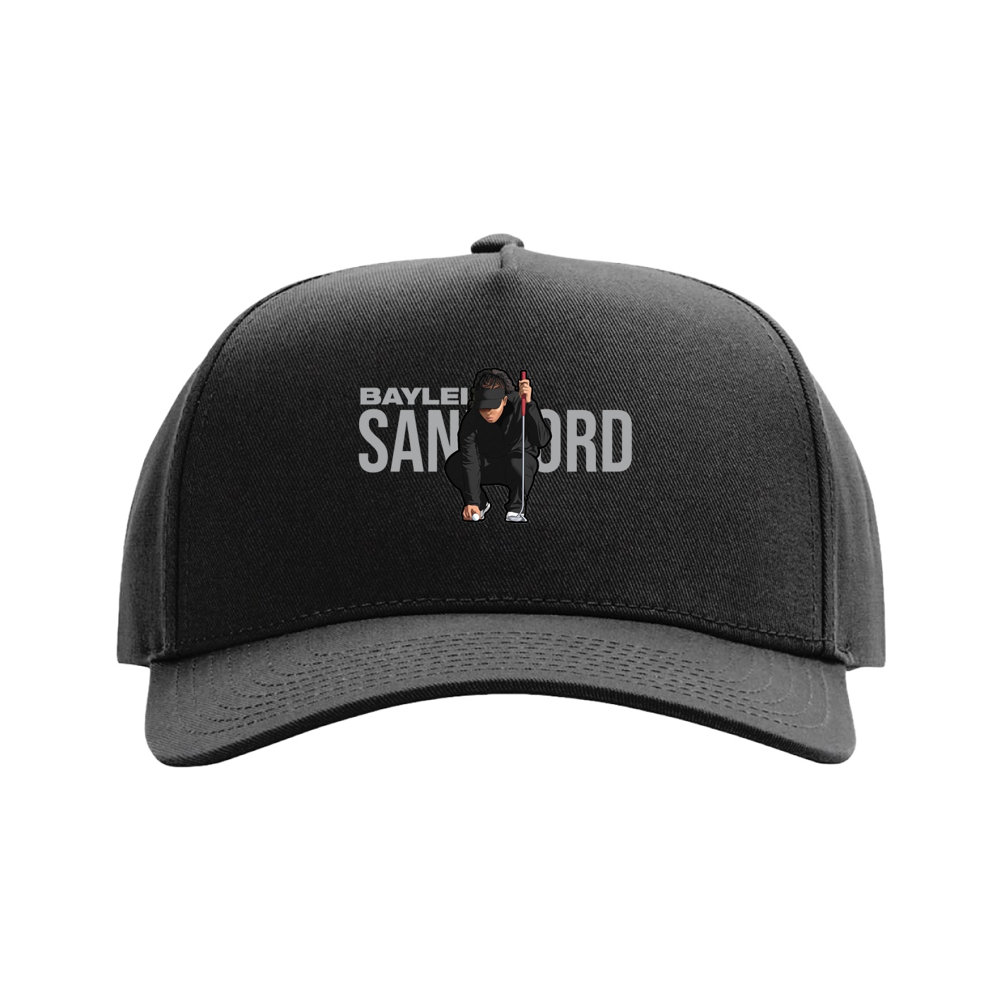 Full Fabric Five-Panel Champ Cap — Player Name in Black