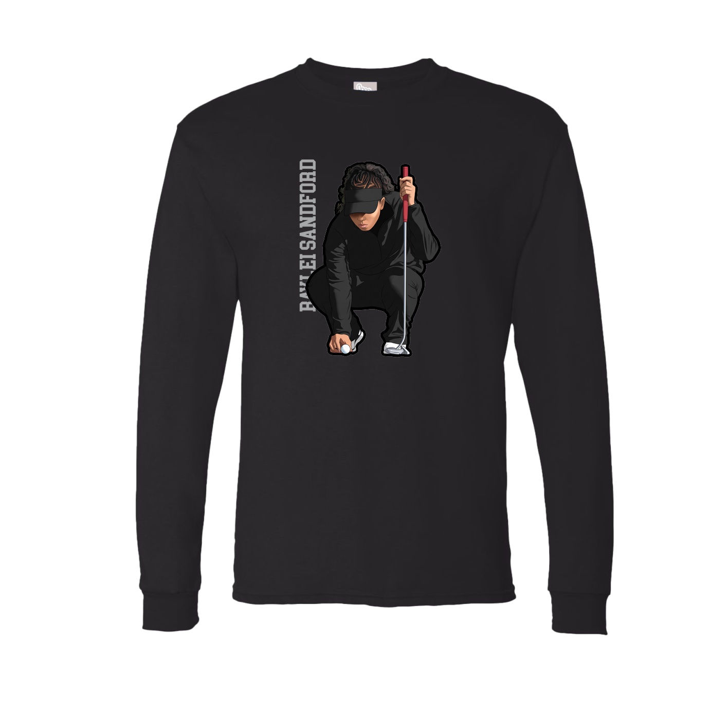 Long Sleeve Tee — Name Vertical in Black