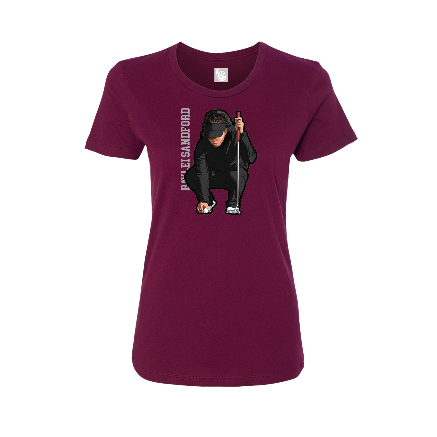 Fitted Women's Tee — Name Vertical in Maroon