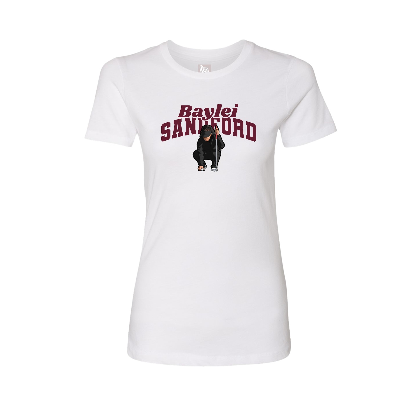 Fitted Women's Tee — Signature Arch in White