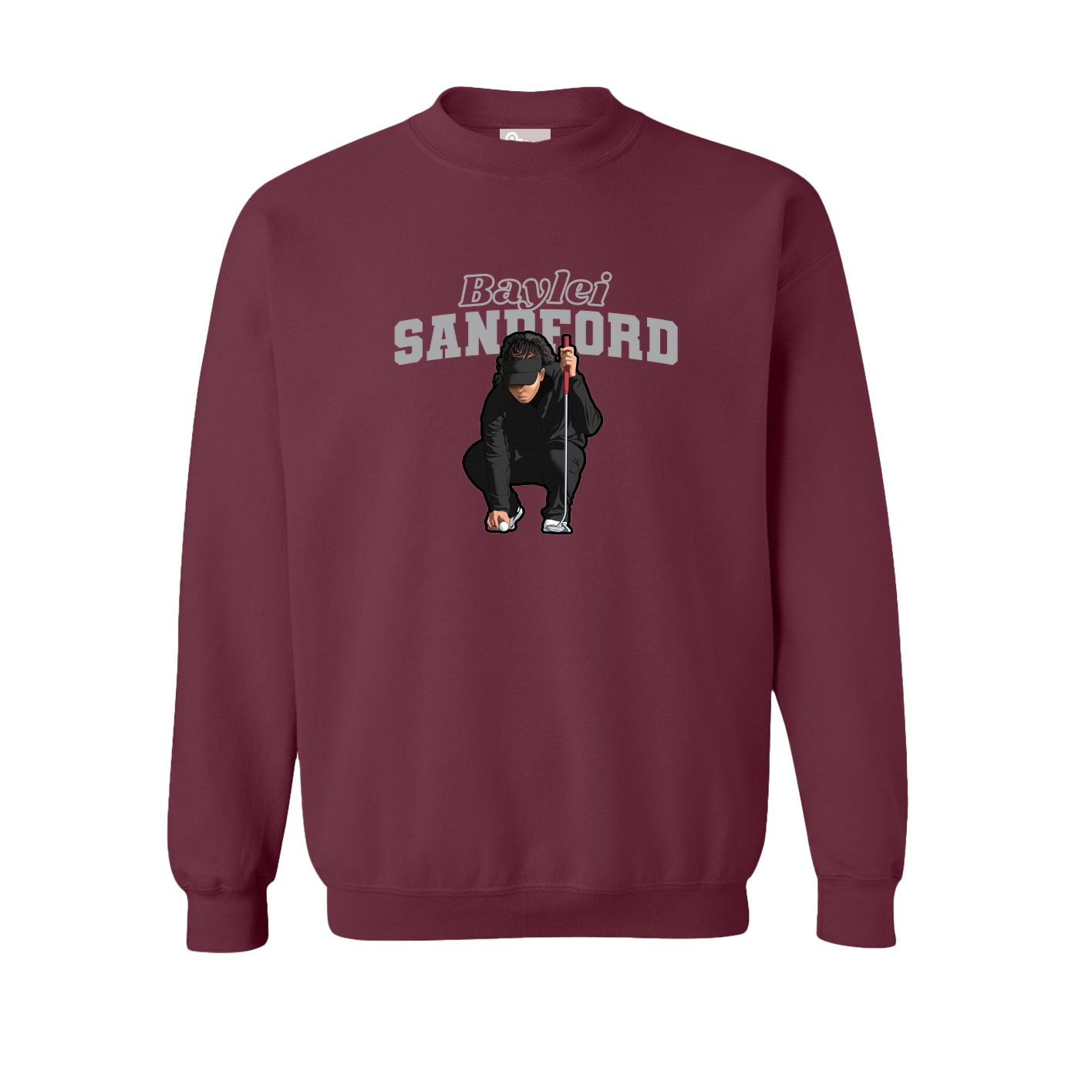 Fleece Crew — Name Arch in Maroon