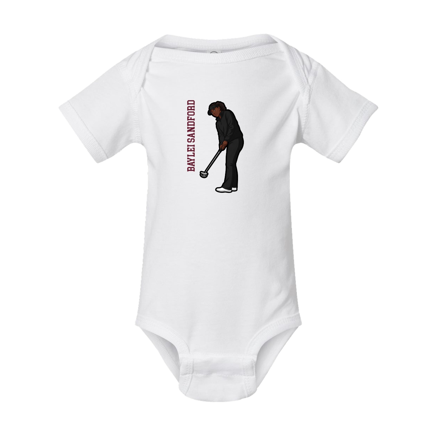 Baby Onesie — Name Vertical in White