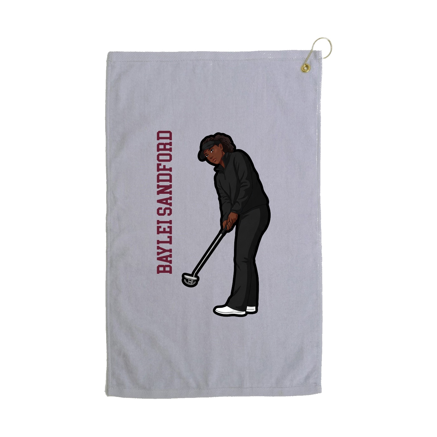 Golf Towel — Name Vertical in Grey