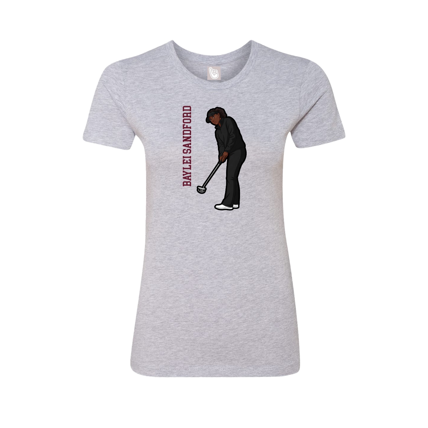 Fitted Women's Tee — Name Vertical in Grey