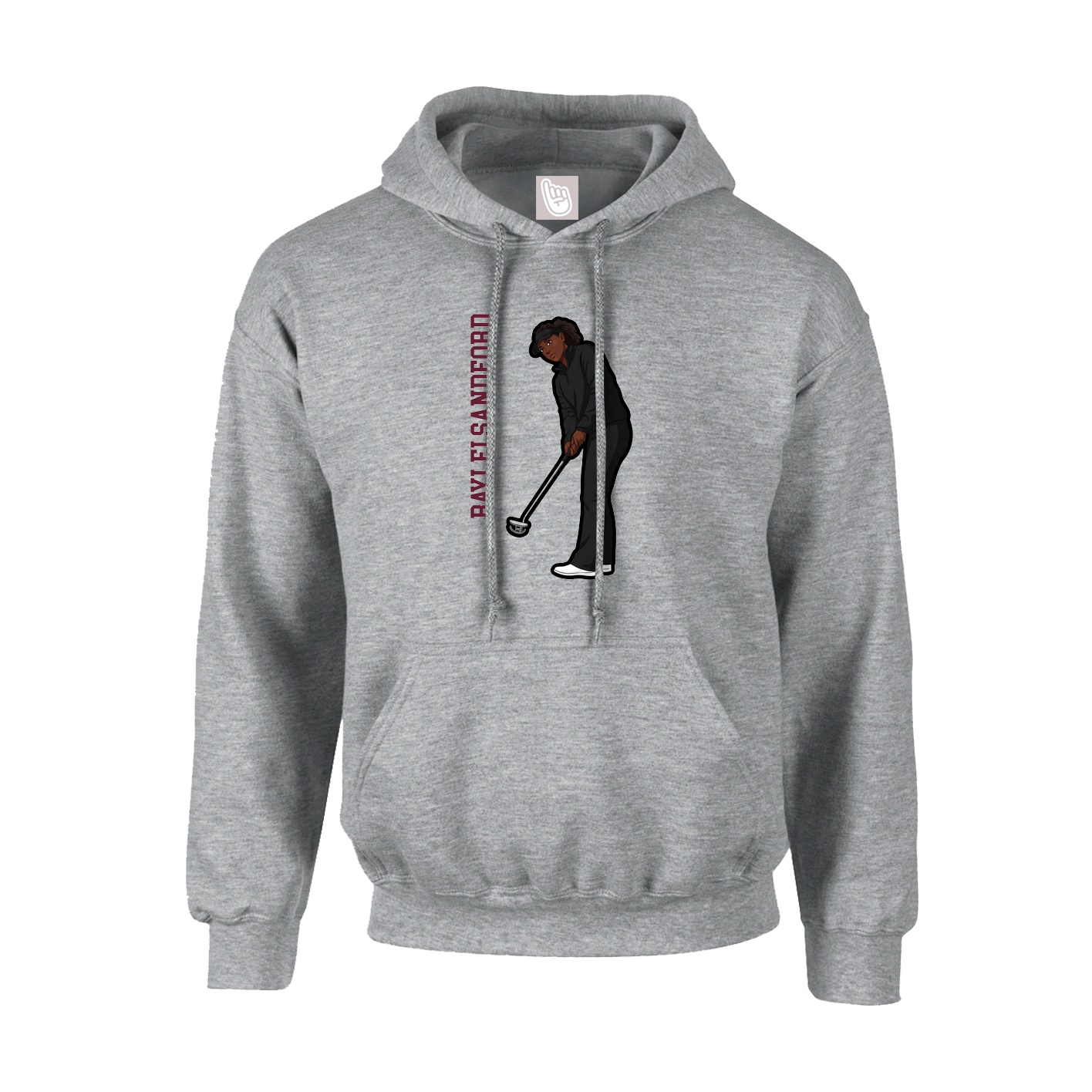Hoodie — Name Vertical in Grey