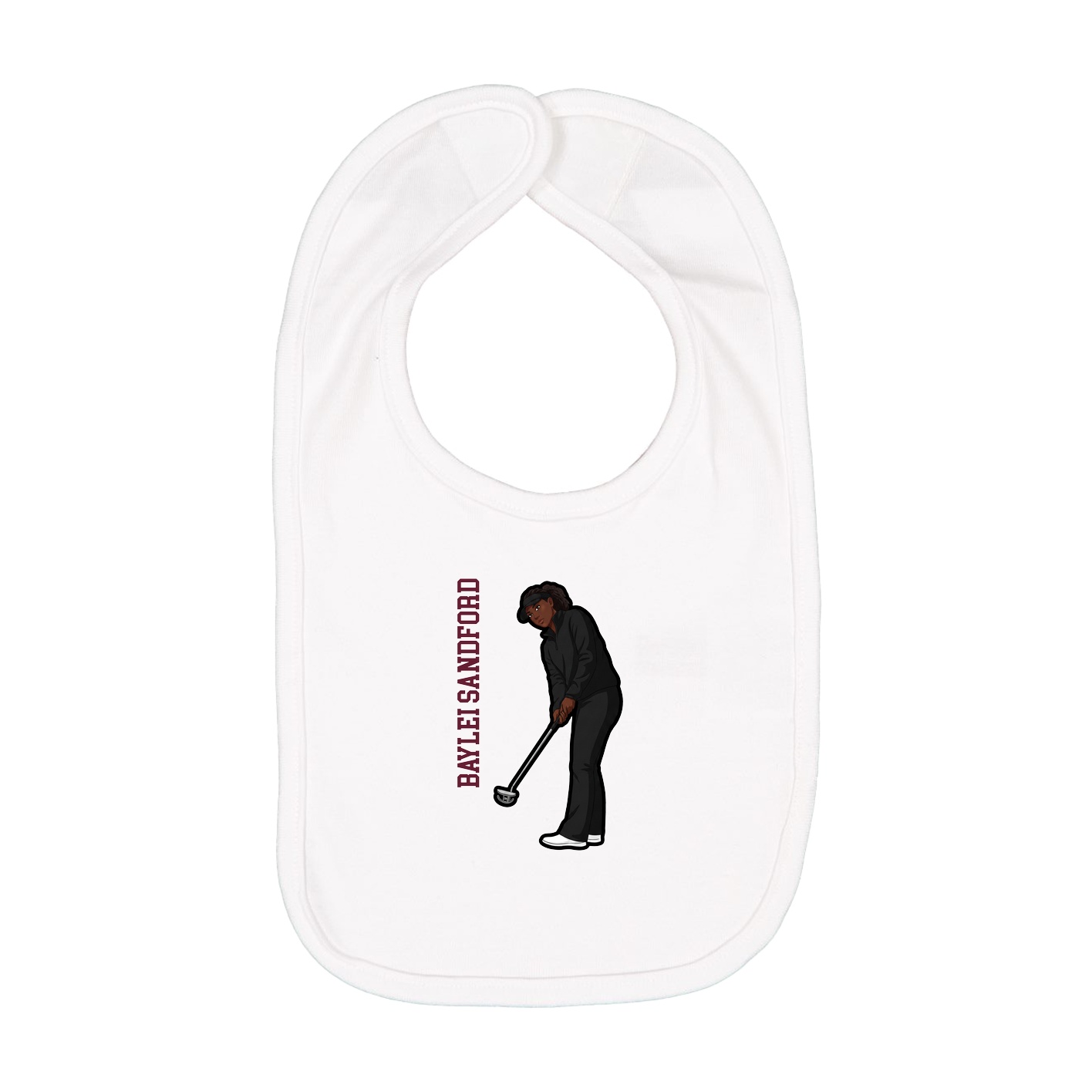 Infant Bib — Name Vertical in White