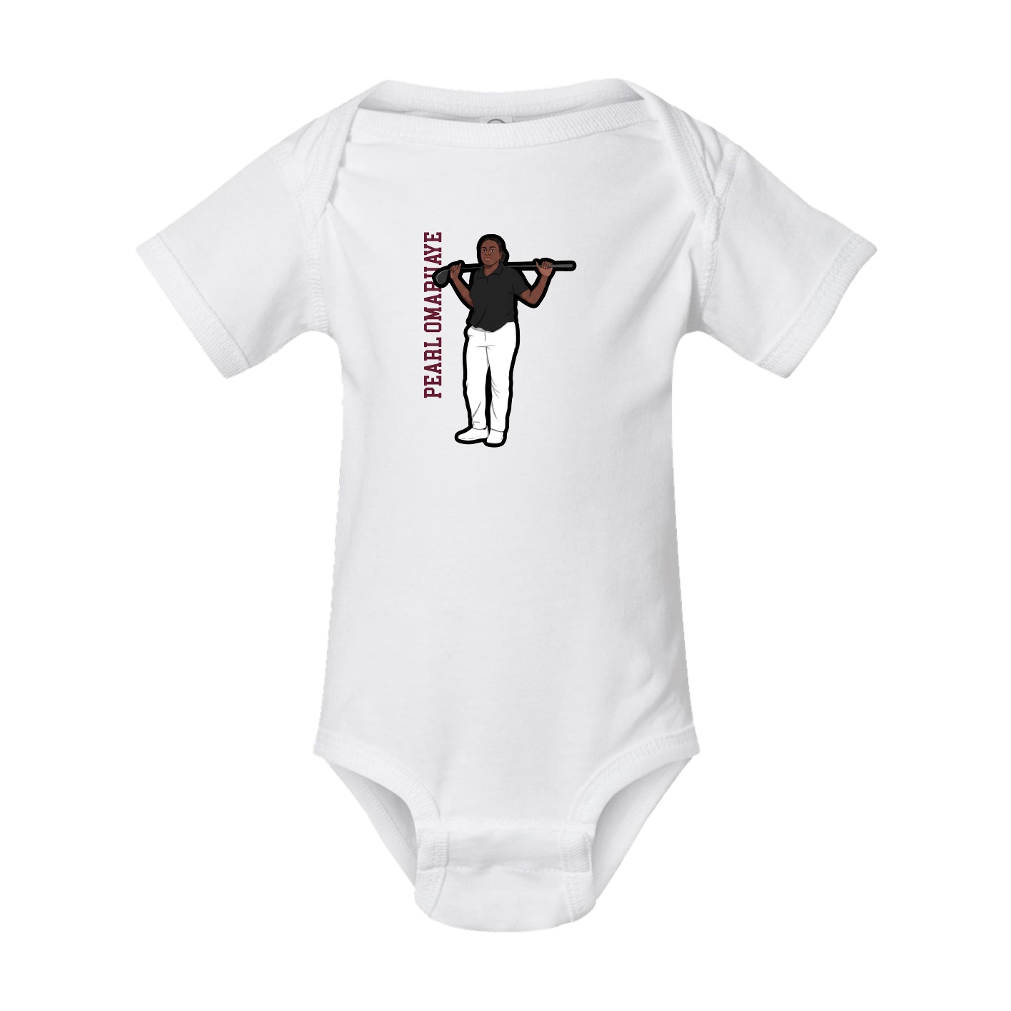 Baby Onesie — Name Vertical in White
