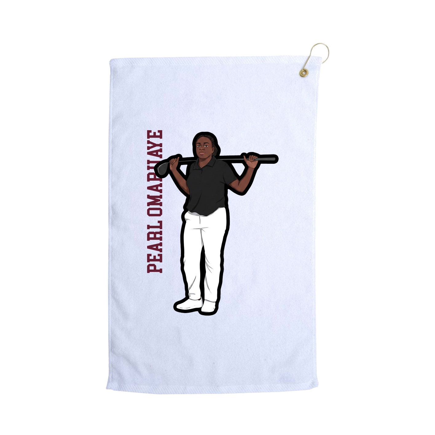 Golf Towel — Name Vertical in White