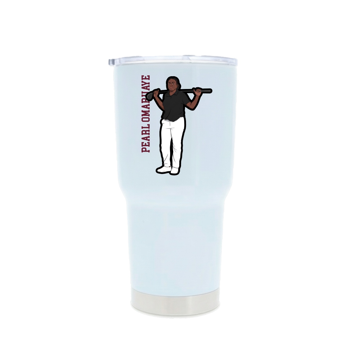 30oz Stainless Steel Tumbler — Name Vertical in White