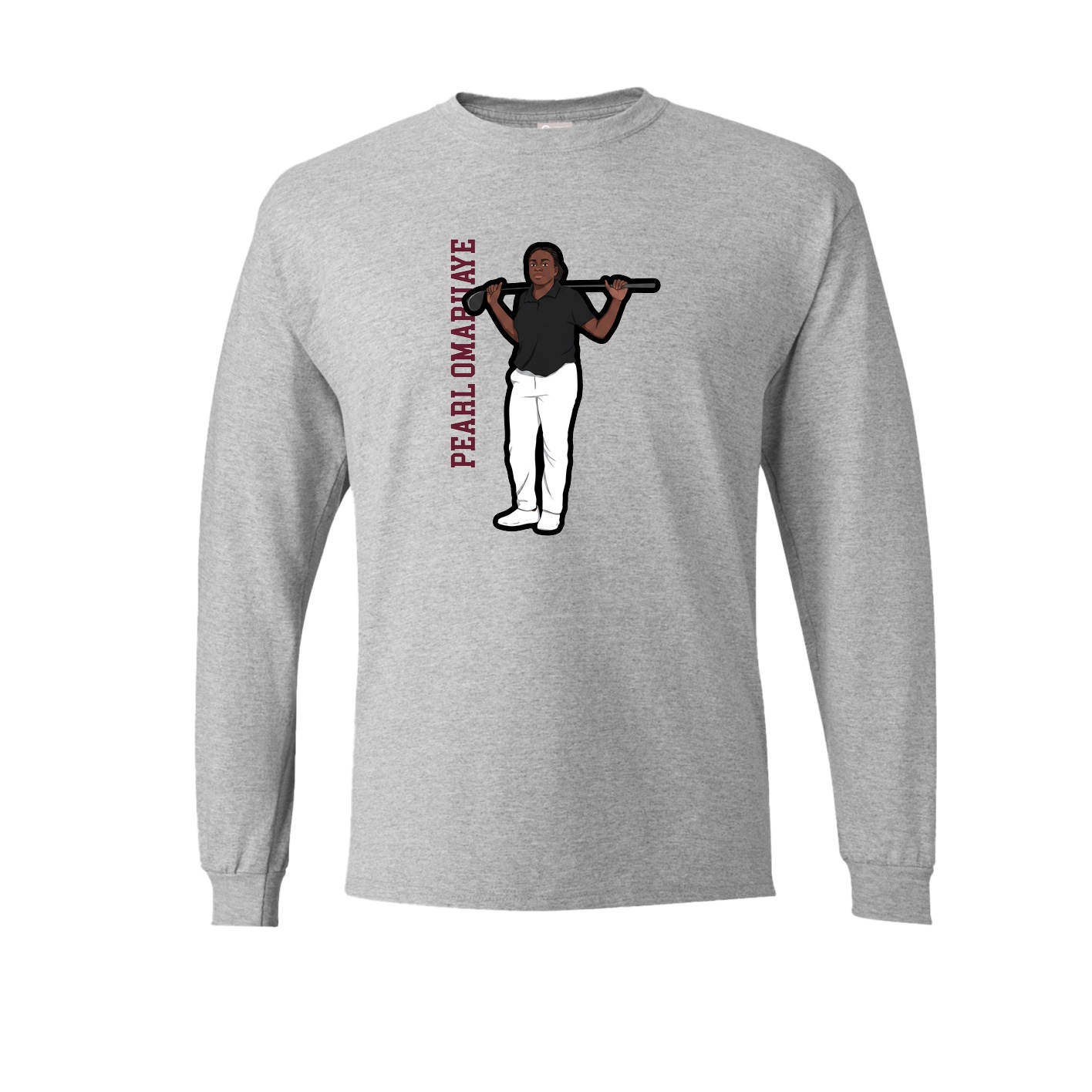 Long Sleeve Tee — Name Vertical in Grey