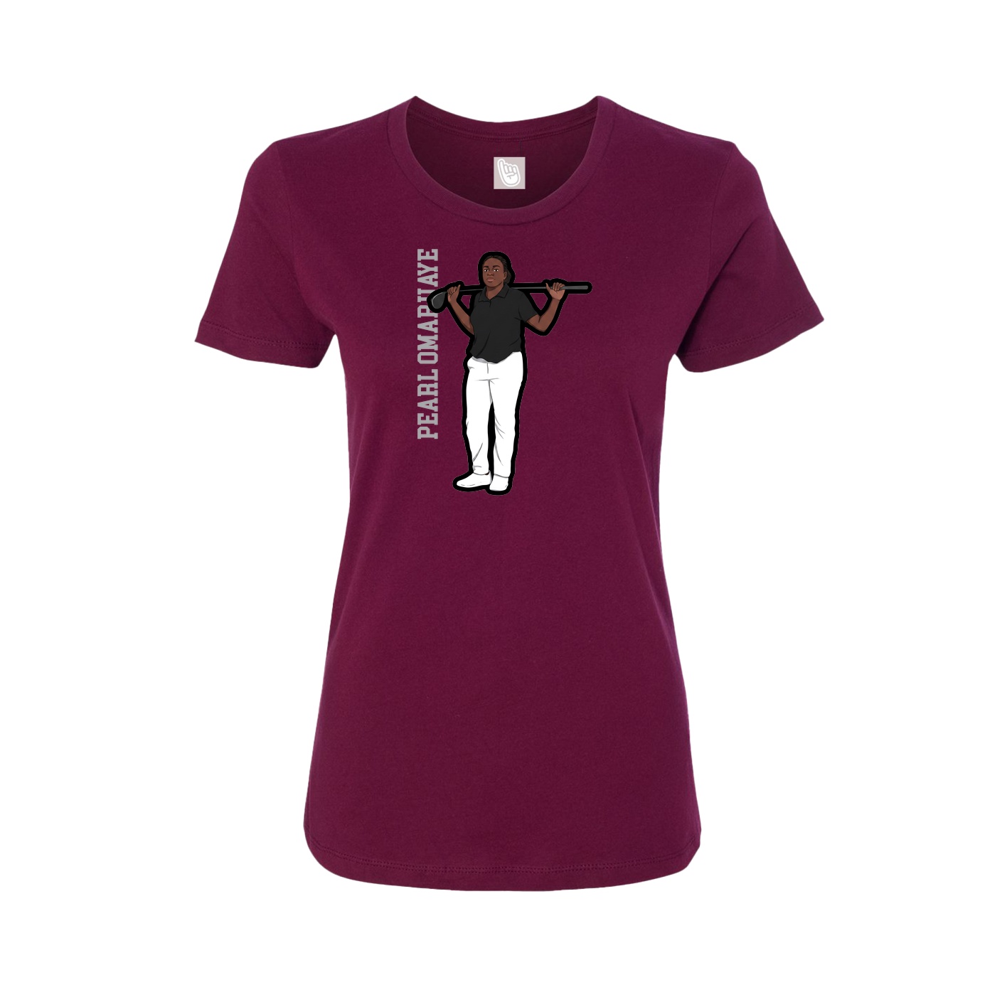 Fitted Women's Tee — Name Vertical in Maroon