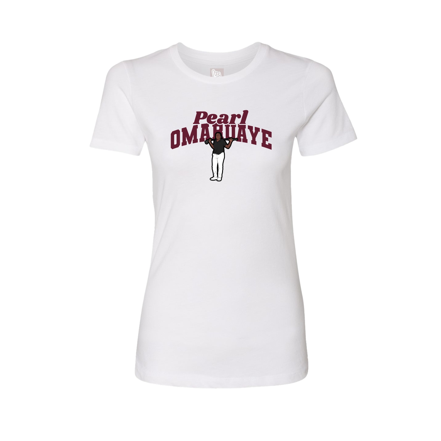 Fitted Women's Tee — Signature Arch in White