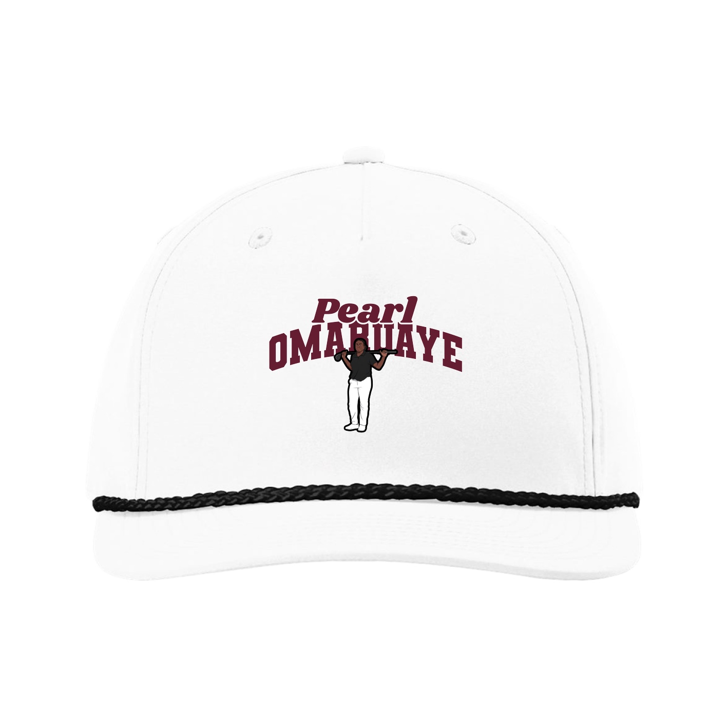 Five-Panel Classic Rope Cap — Signature Arch in White