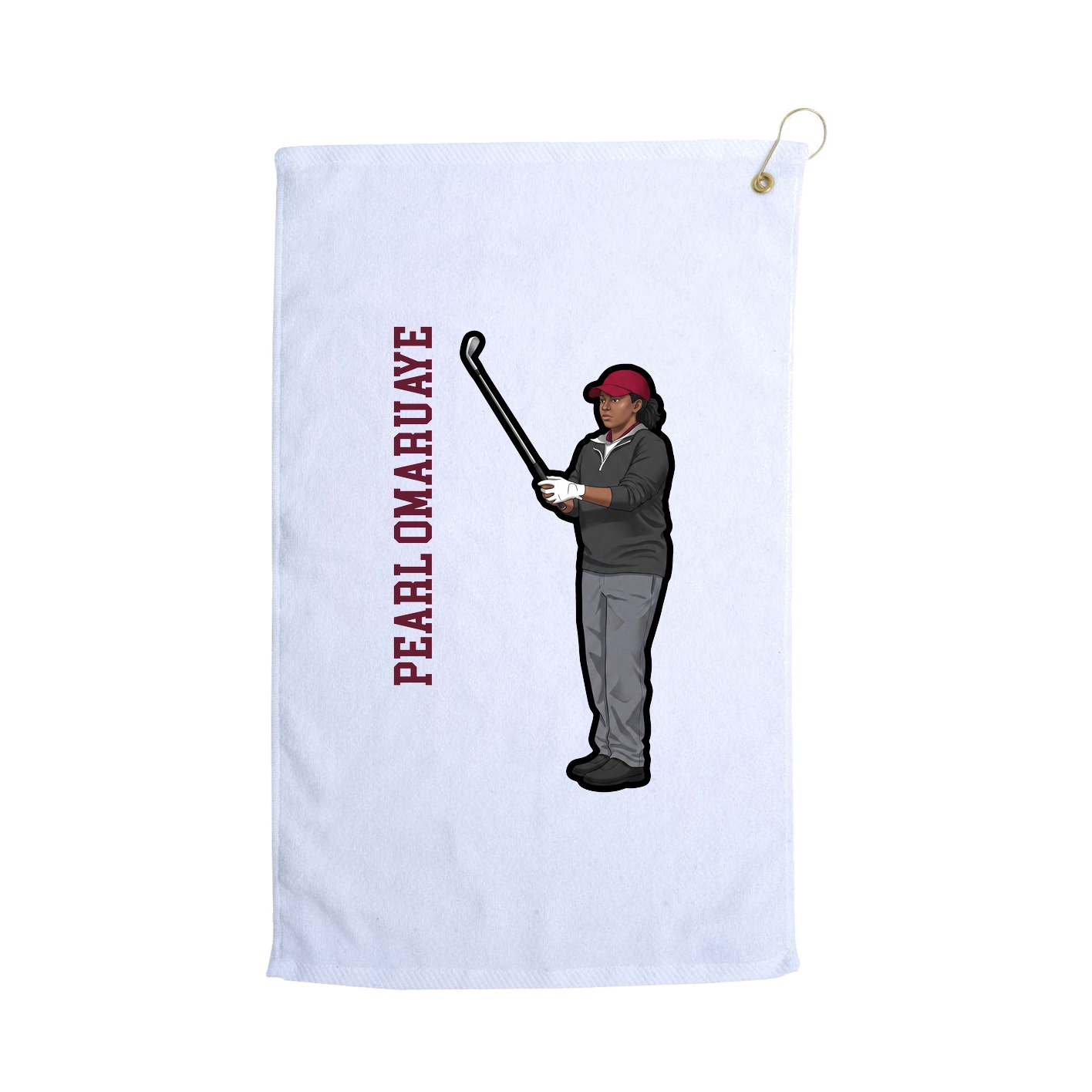 Golf Towel — Name Vertical in White