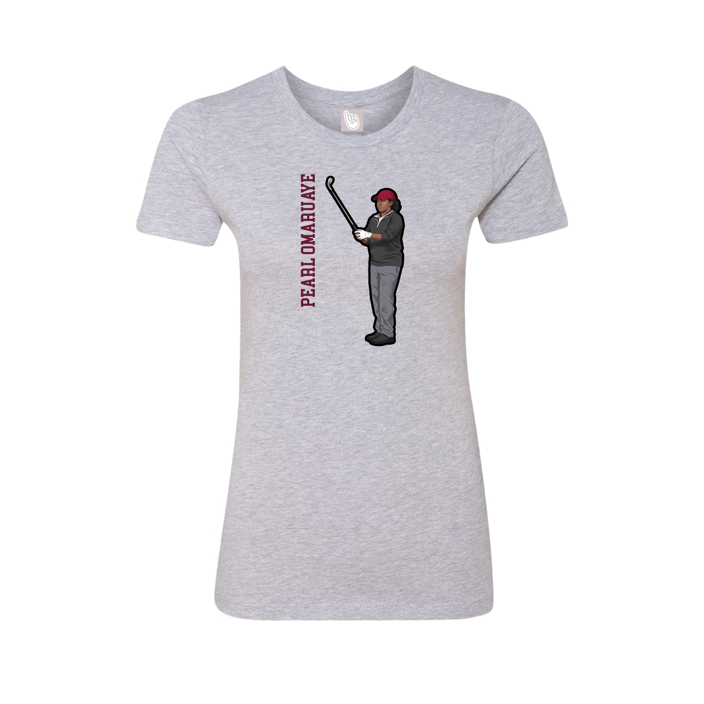 Fitted Women's Tee — Name Vertical in Grey