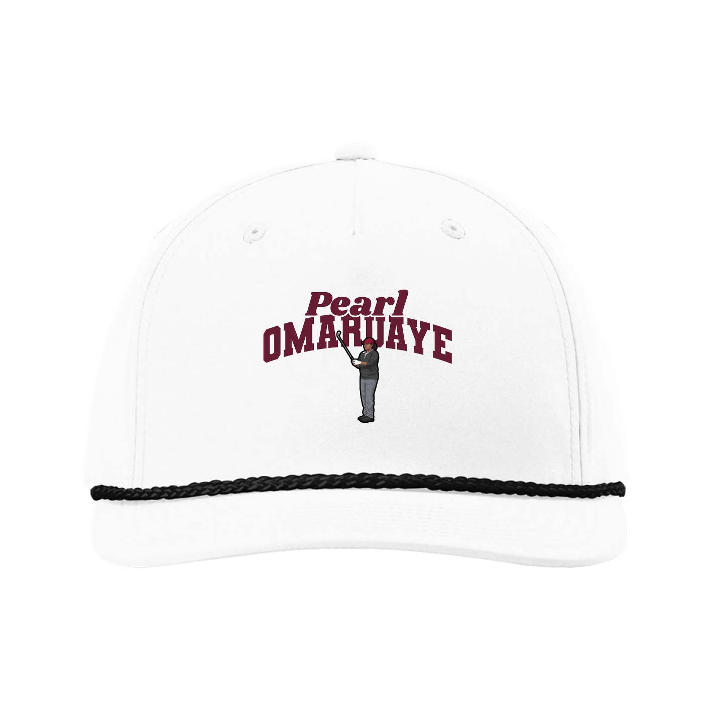 Five-Panel Classic Rope Cap — Signature Arch in White
