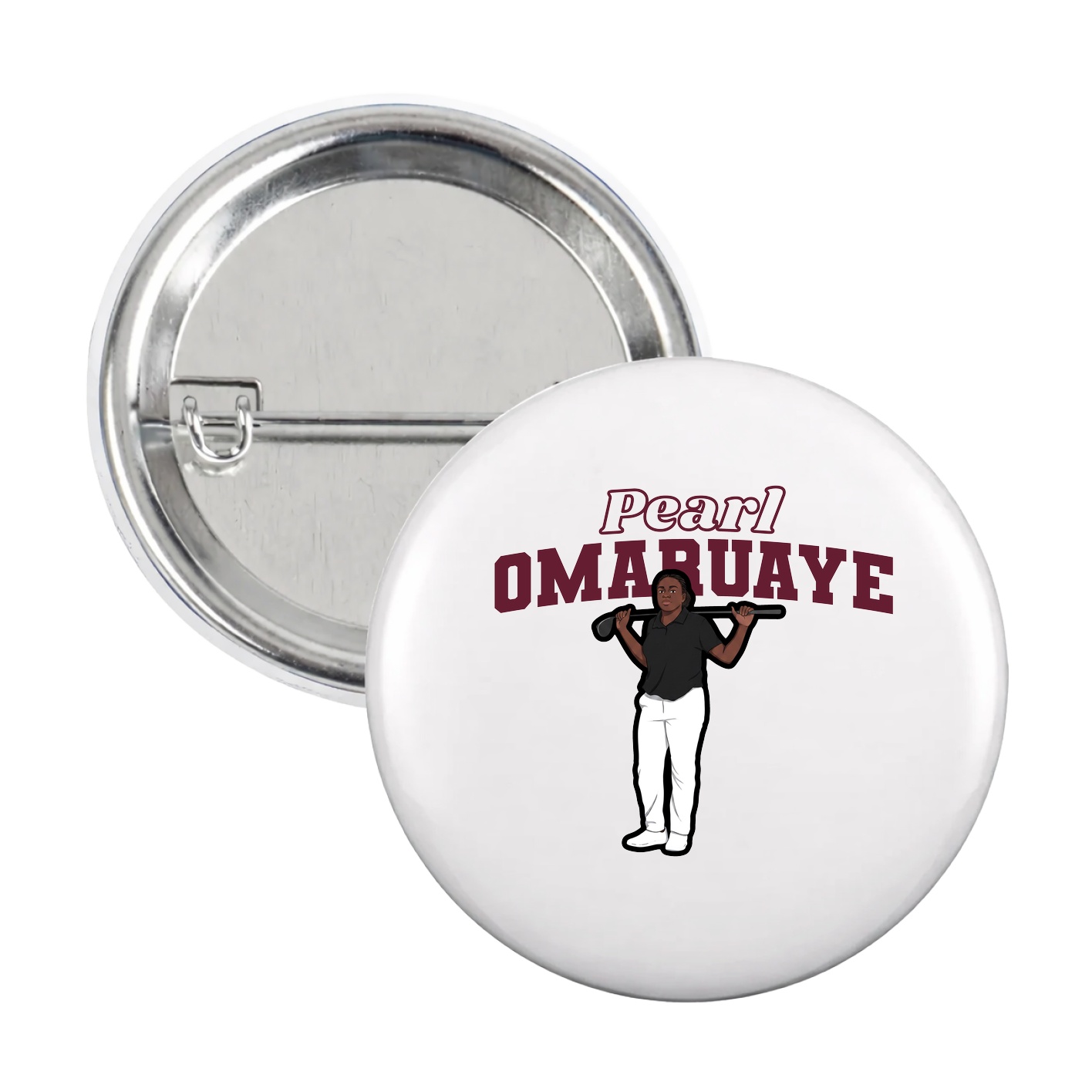 Game Day Button — Name Arch in White