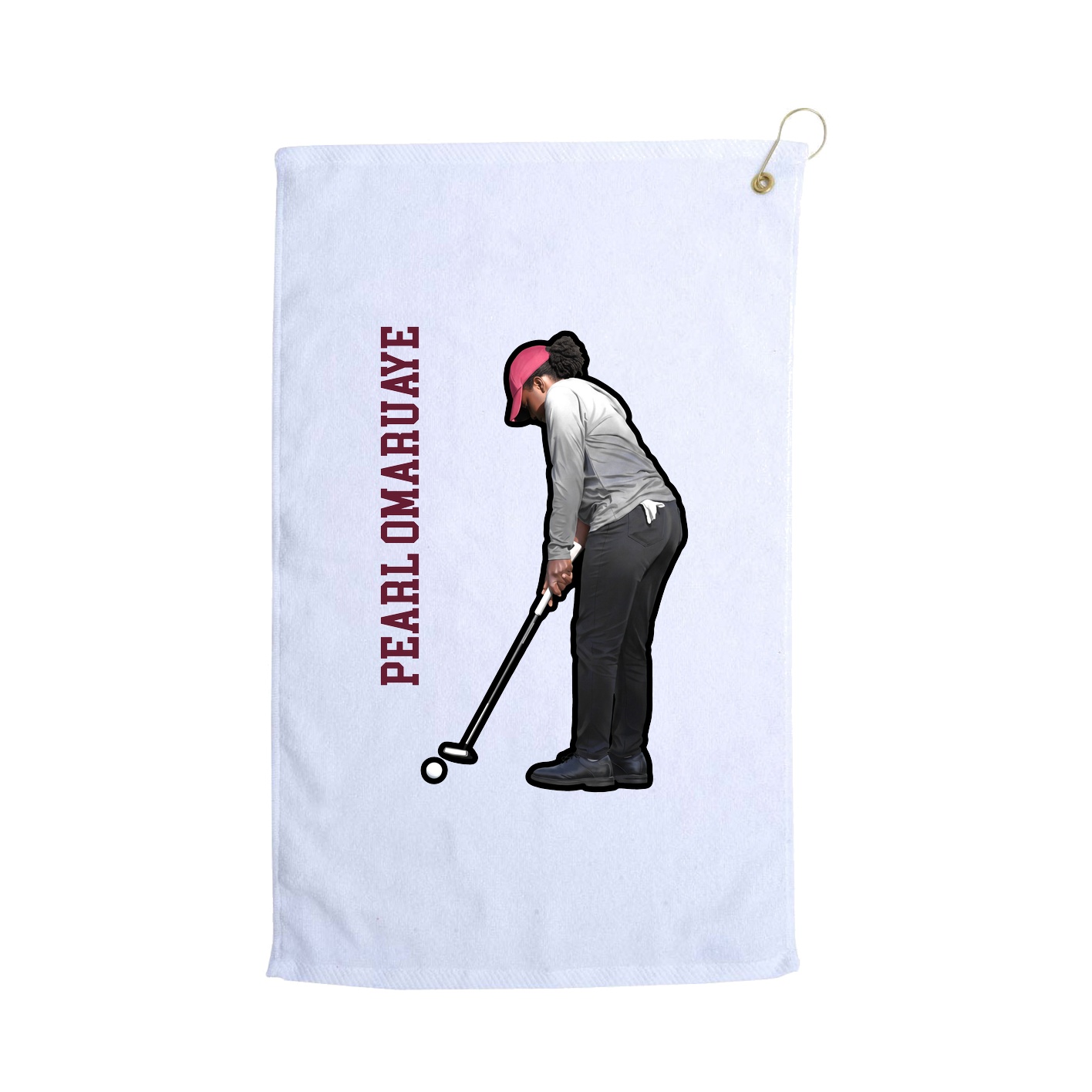 Golf Towel — Name Vertical in White