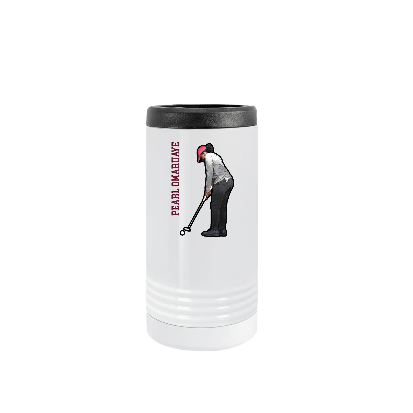 Slim Beverage Holder — Name Vertical in White