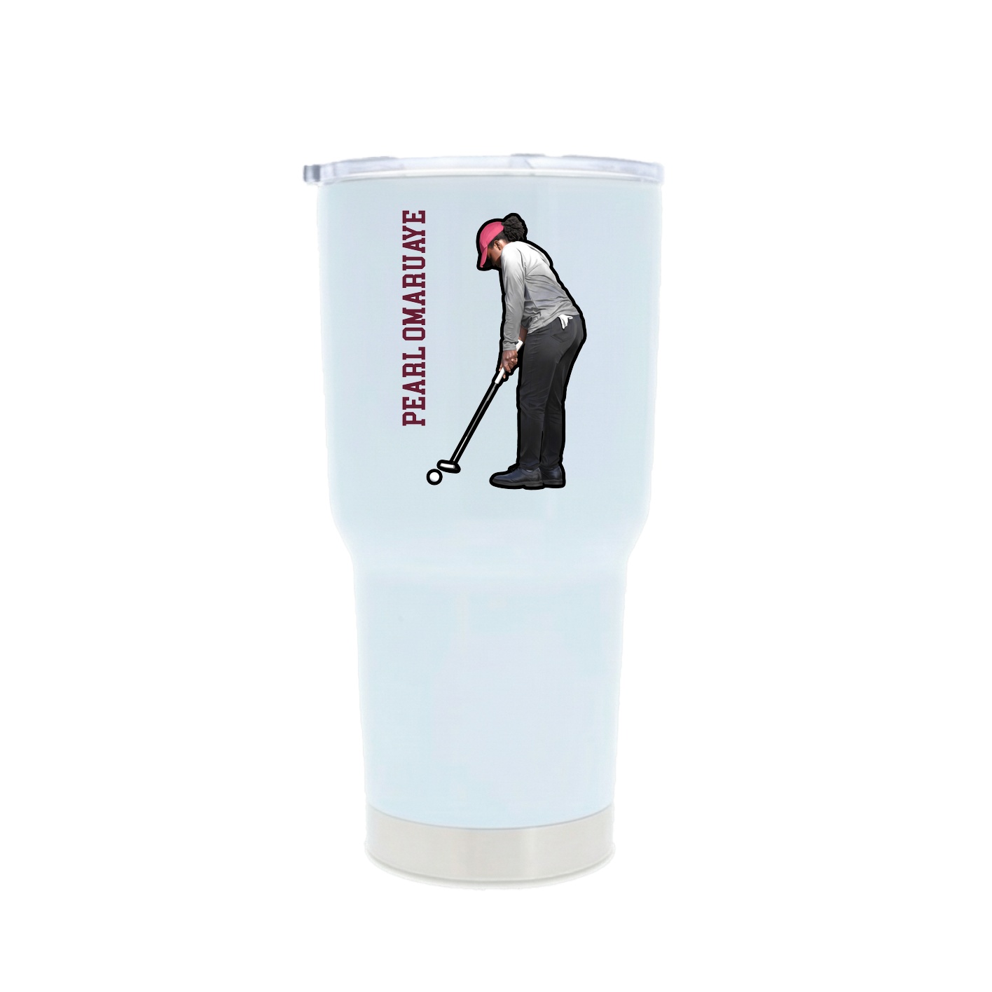 30oz Stainless Steel Tumbler — Name Vertical in White
