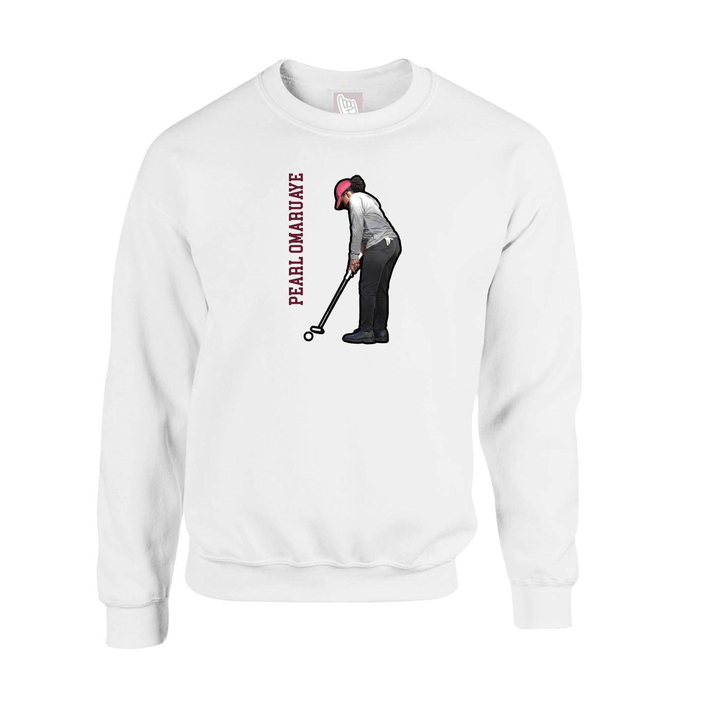 Fleece Crew — Name Vertical in White