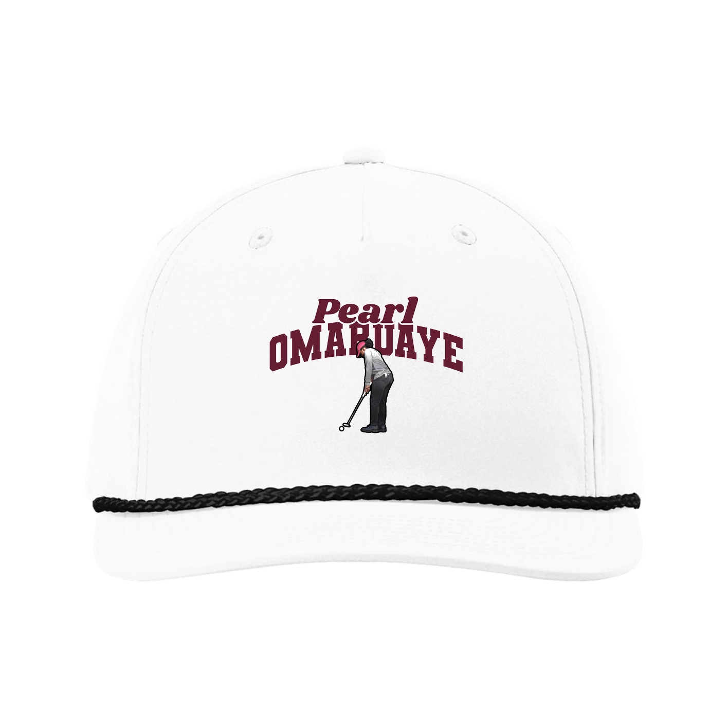 Five-Panel Classic Rope Cap — Signature Arch in White