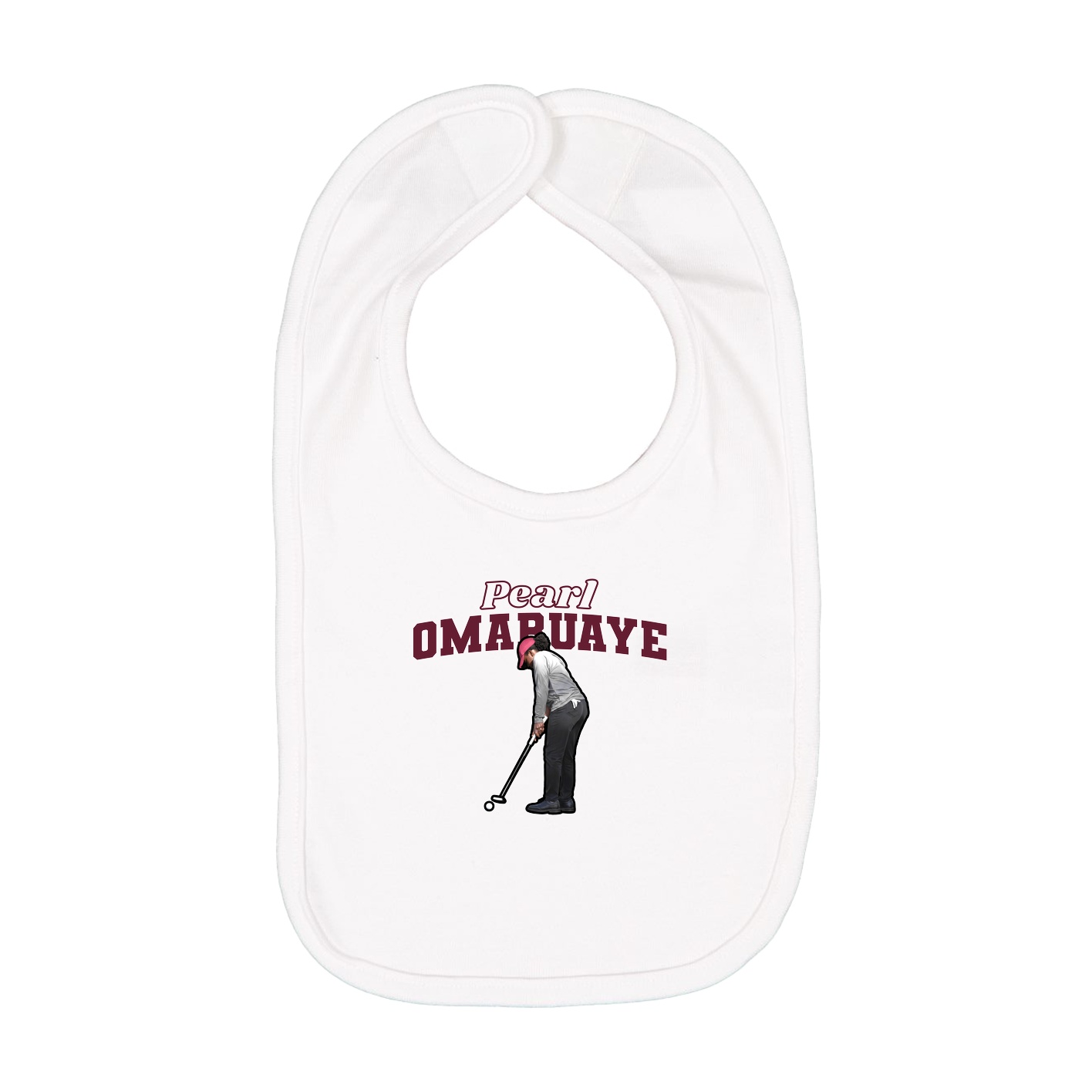 Infant Bib — Name Arch in White