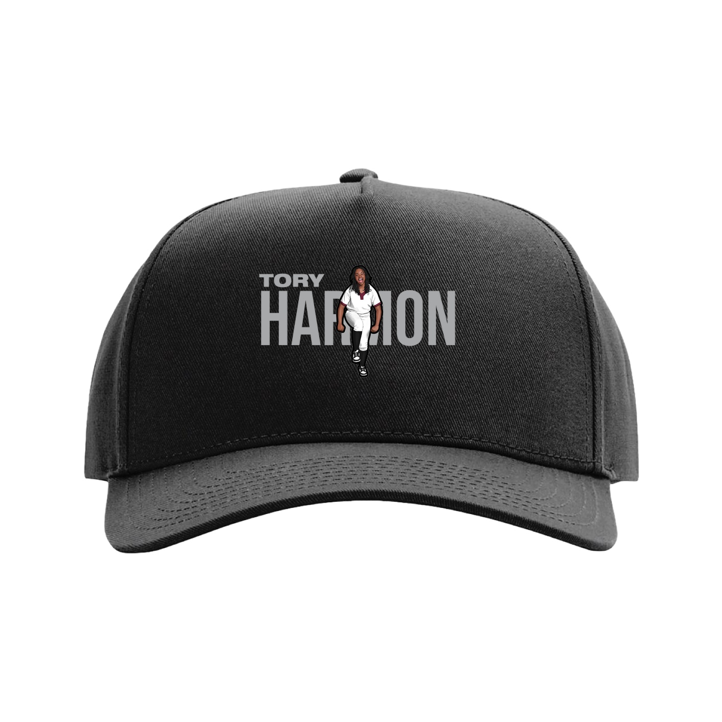 Full Fabric Five-Panel Champ Cap — Player Name in Black