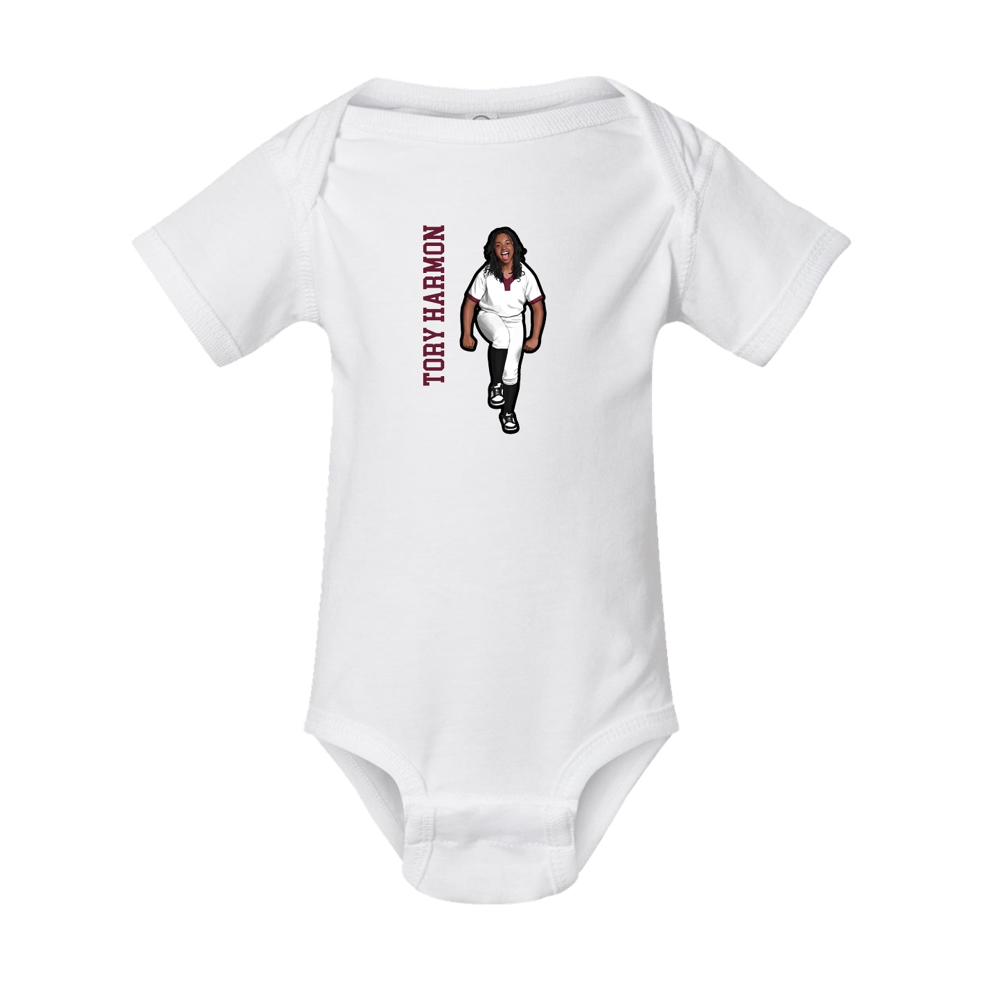 Baby Onesie — Name Vertical in White