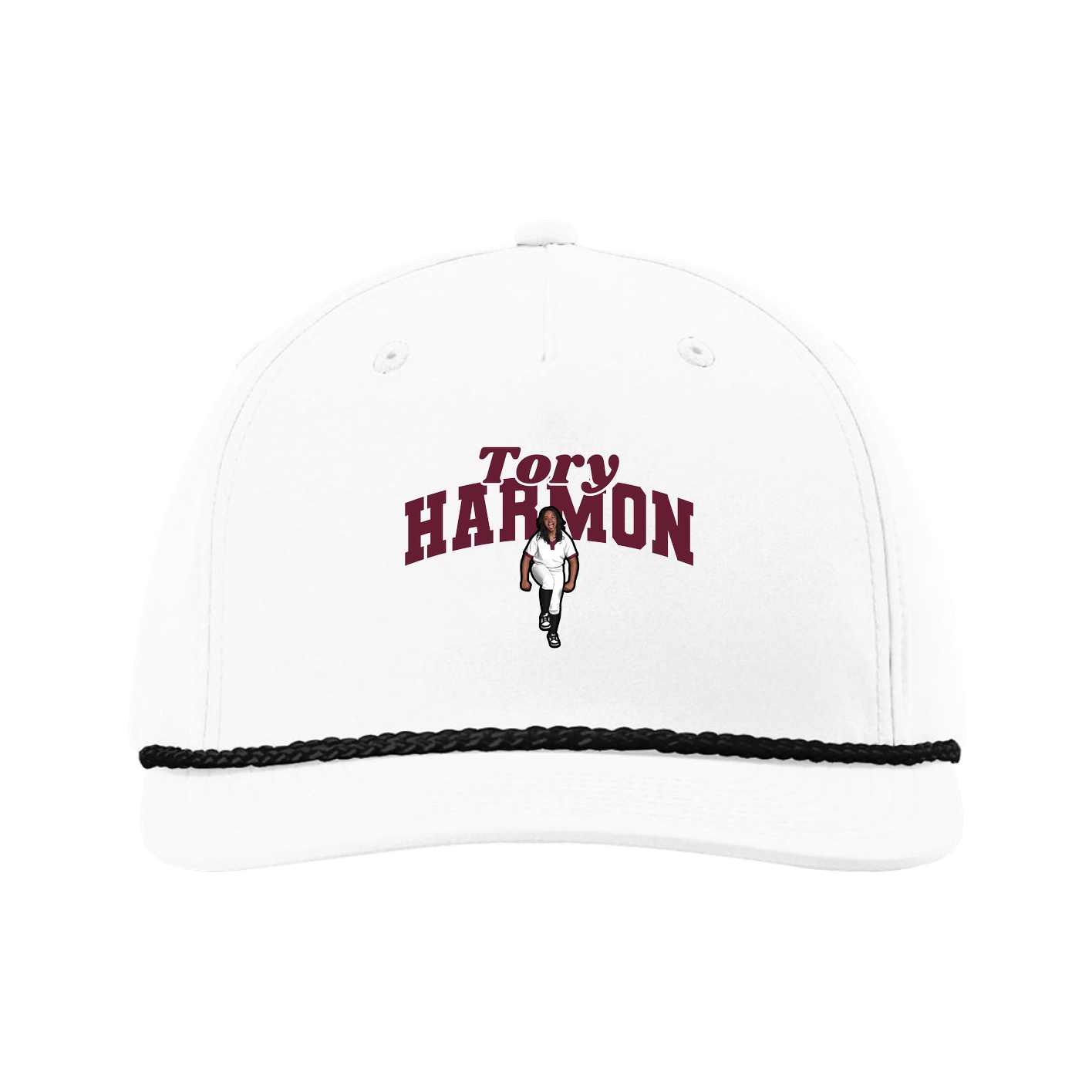 Five-Panel Classic Rope Cap — Signature Arch in White