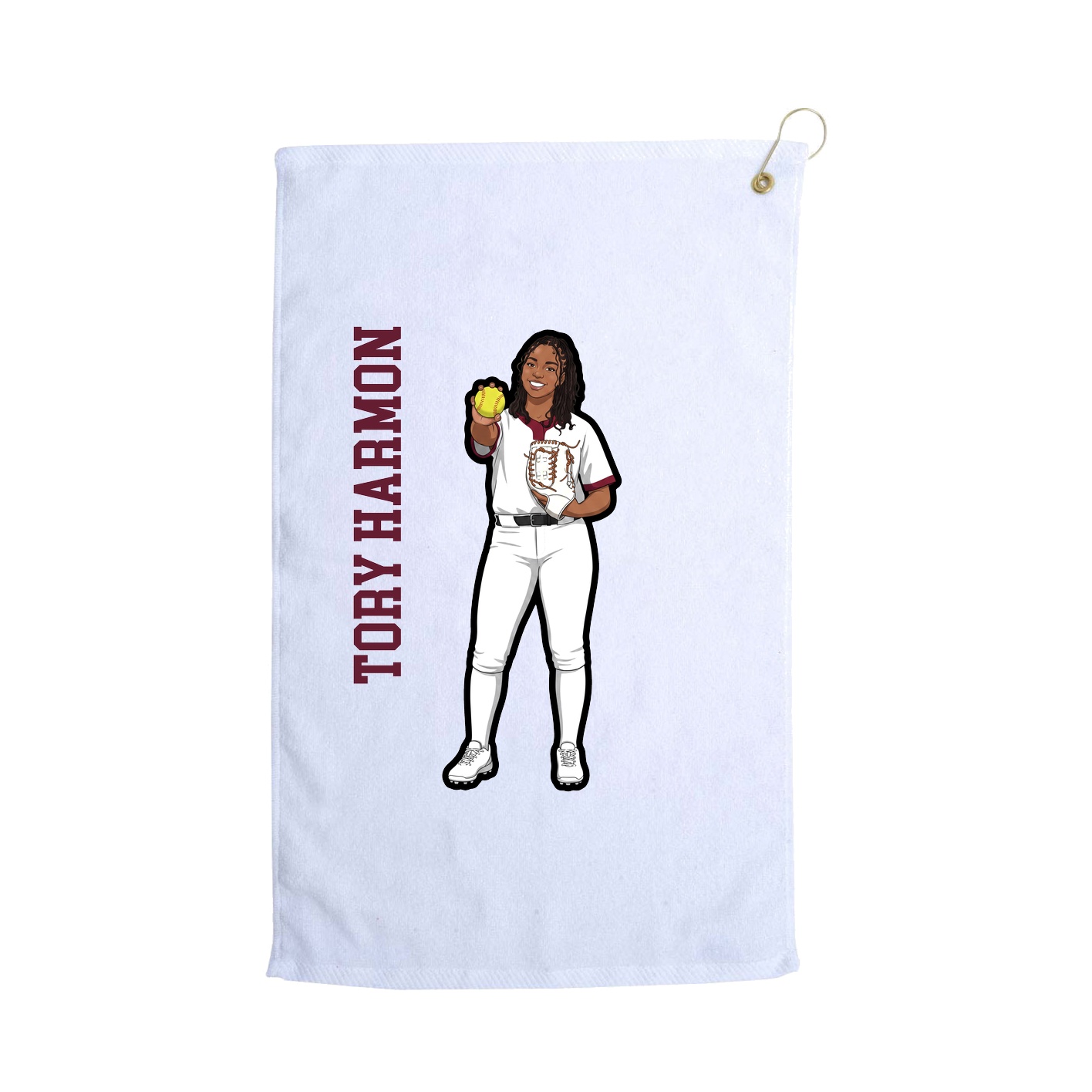 Golf Towel — Name Vertical in White