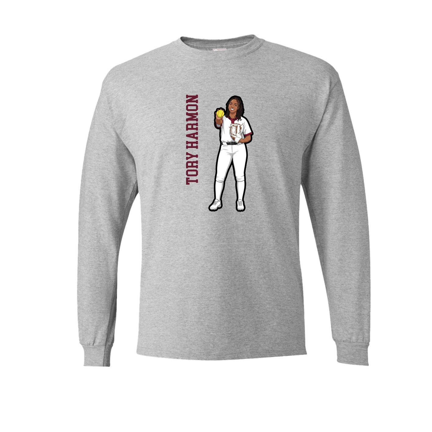 Long Sleeve Tee — Name Vertical in Grey