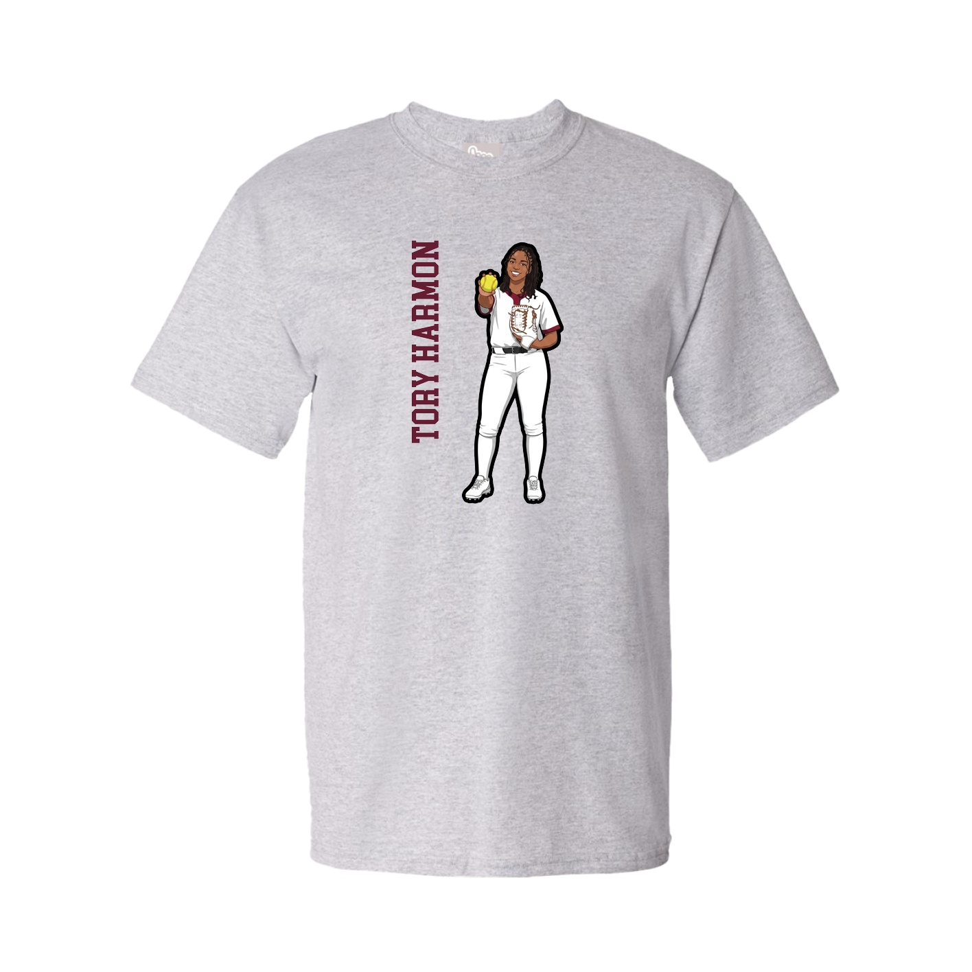 Youth Tee — Name Vertical in Grey