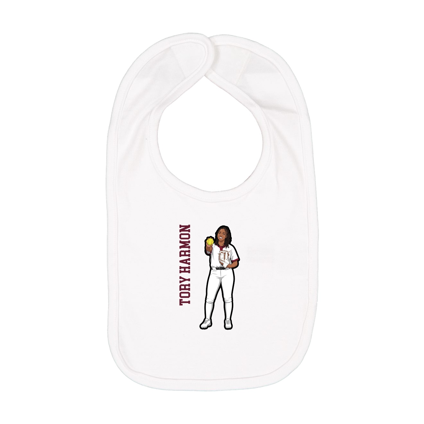 Infant Bib — Name Vertical in White