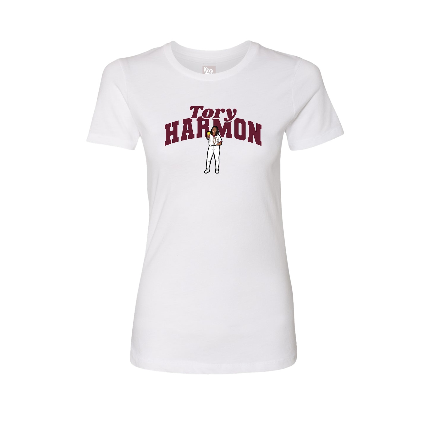 Fitted Women's Tee — Signature Arch in White