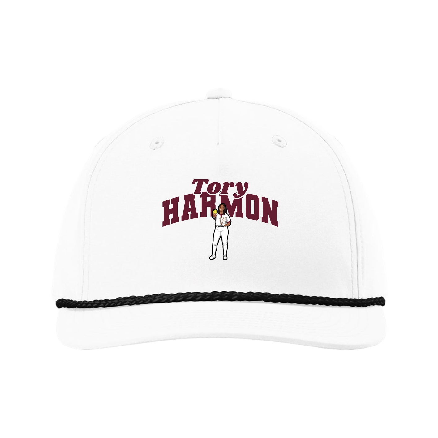 Five-Panel Classic Rope Cap — Signature Arch in White