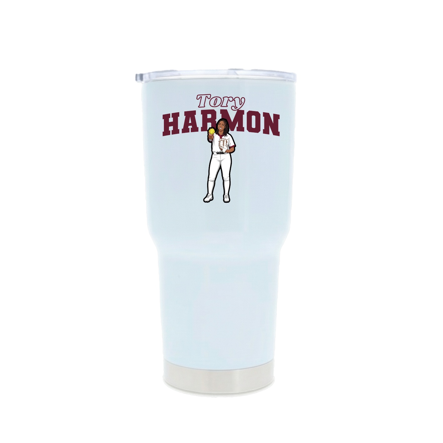 30oz Stainless Steel Tumbler — Name Arch in White