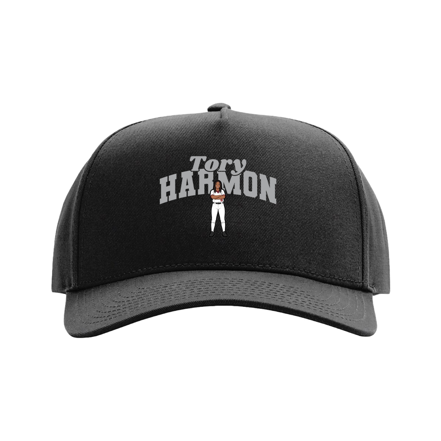 Full Fabric Five-Panel Champ Cap — Signature Arch in Black