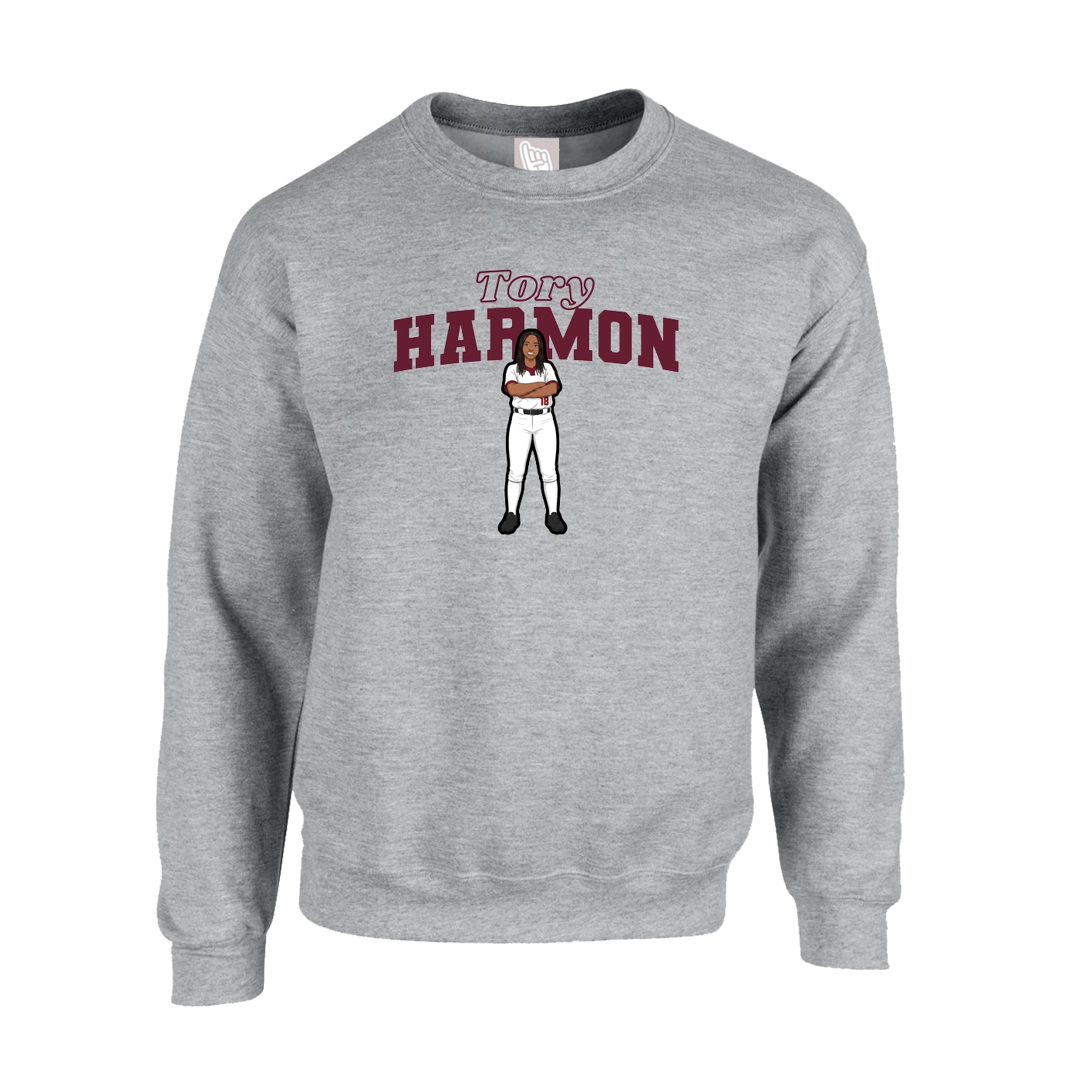 Fleece Crew — Name Arch in Grey