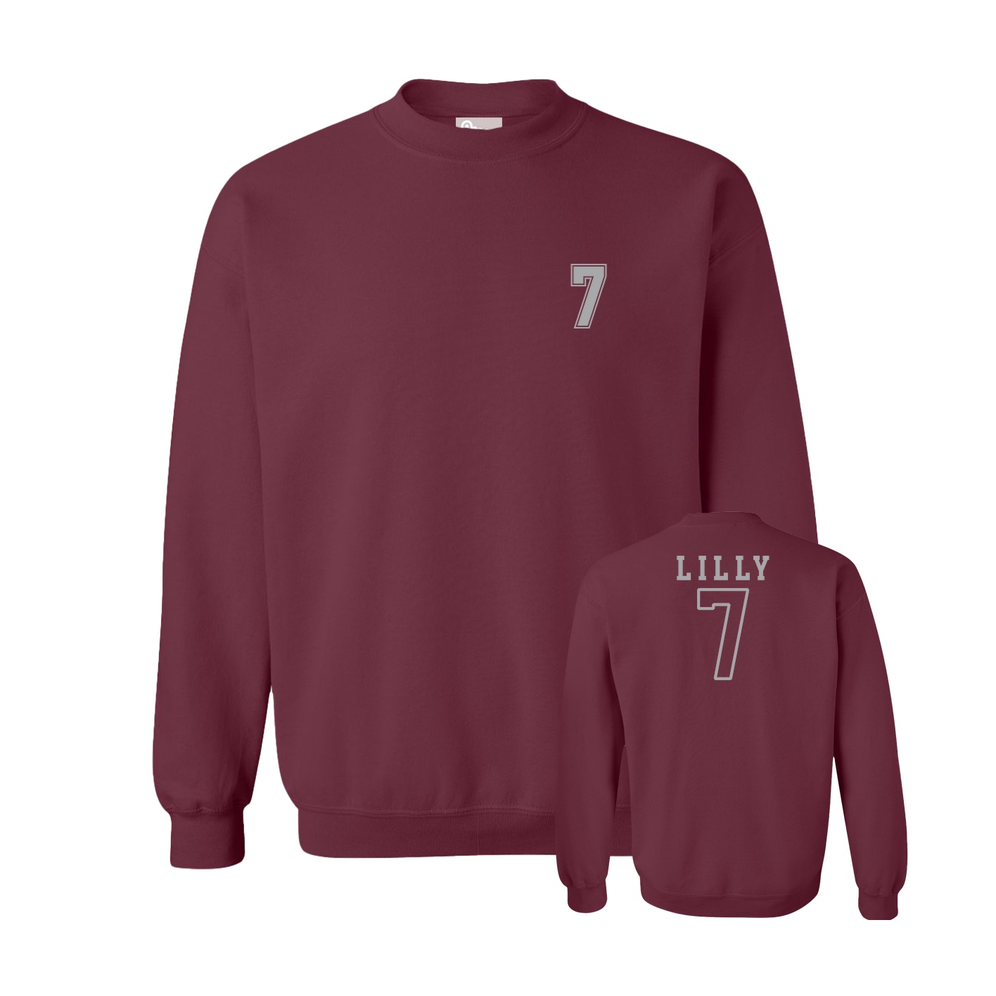 Fleece Crew — Chest Back in Maroon