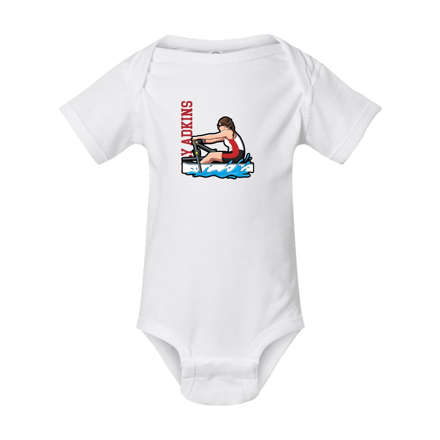 Baby Onesie — Name Vertical in White