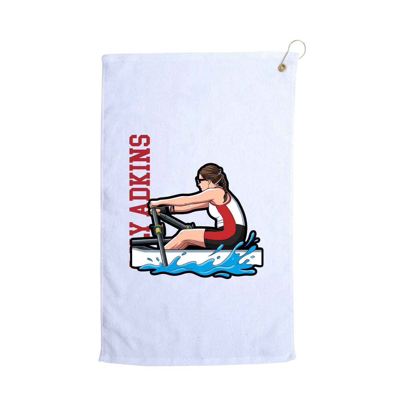 Golf Towel — Name Vertical in White