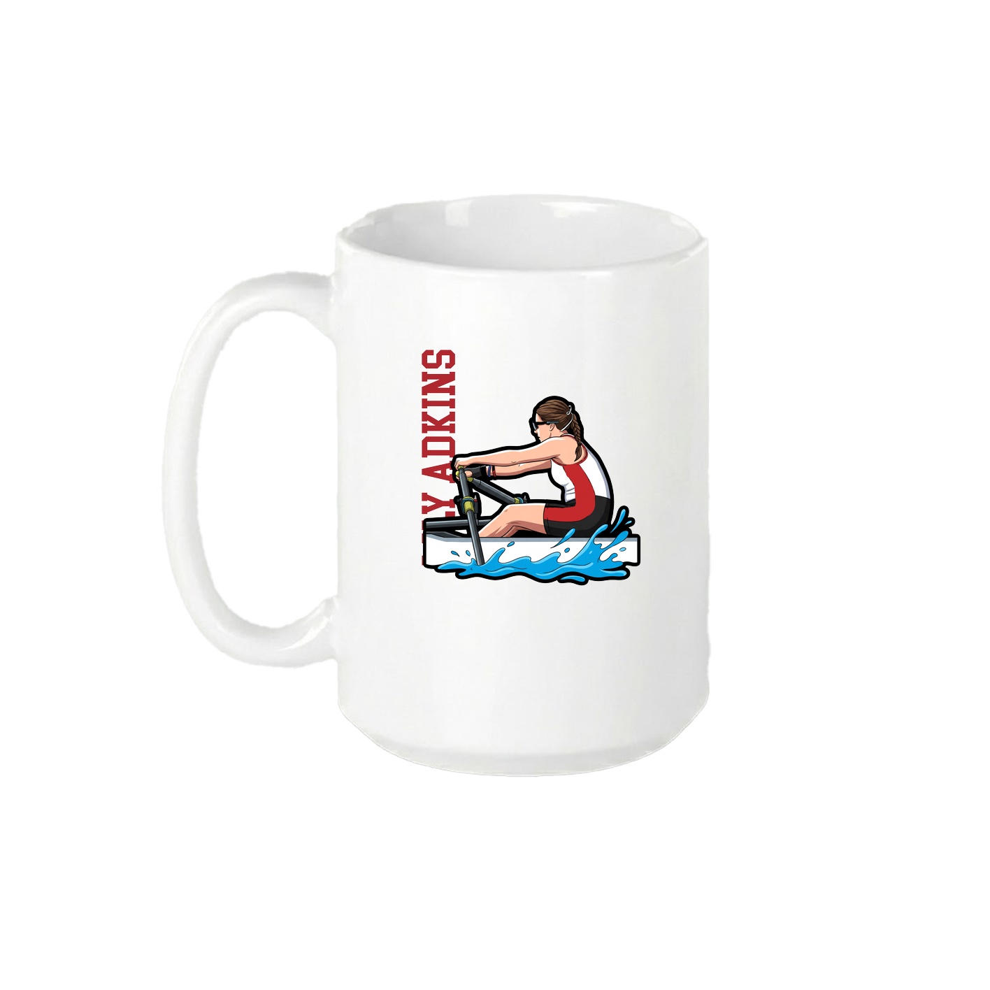 15oz Coffee Mug — Name Vertical in White